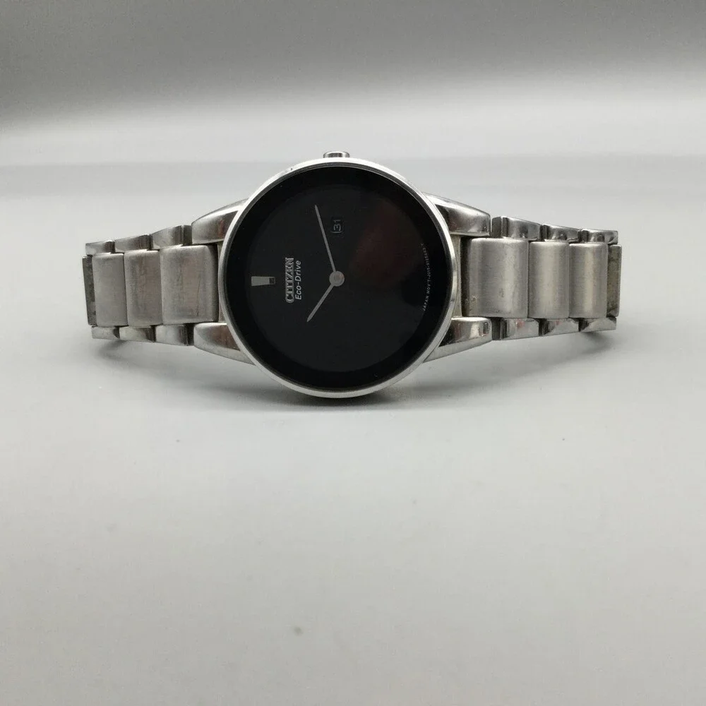 Citizen Eco-Drive Womens Watch 30mm Black Dial Stainless Date Solar J015 6.25